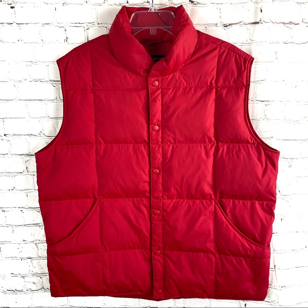 Red Goose Down Feather Puffer Vest Jacket Sz L - Picture 1 of 7